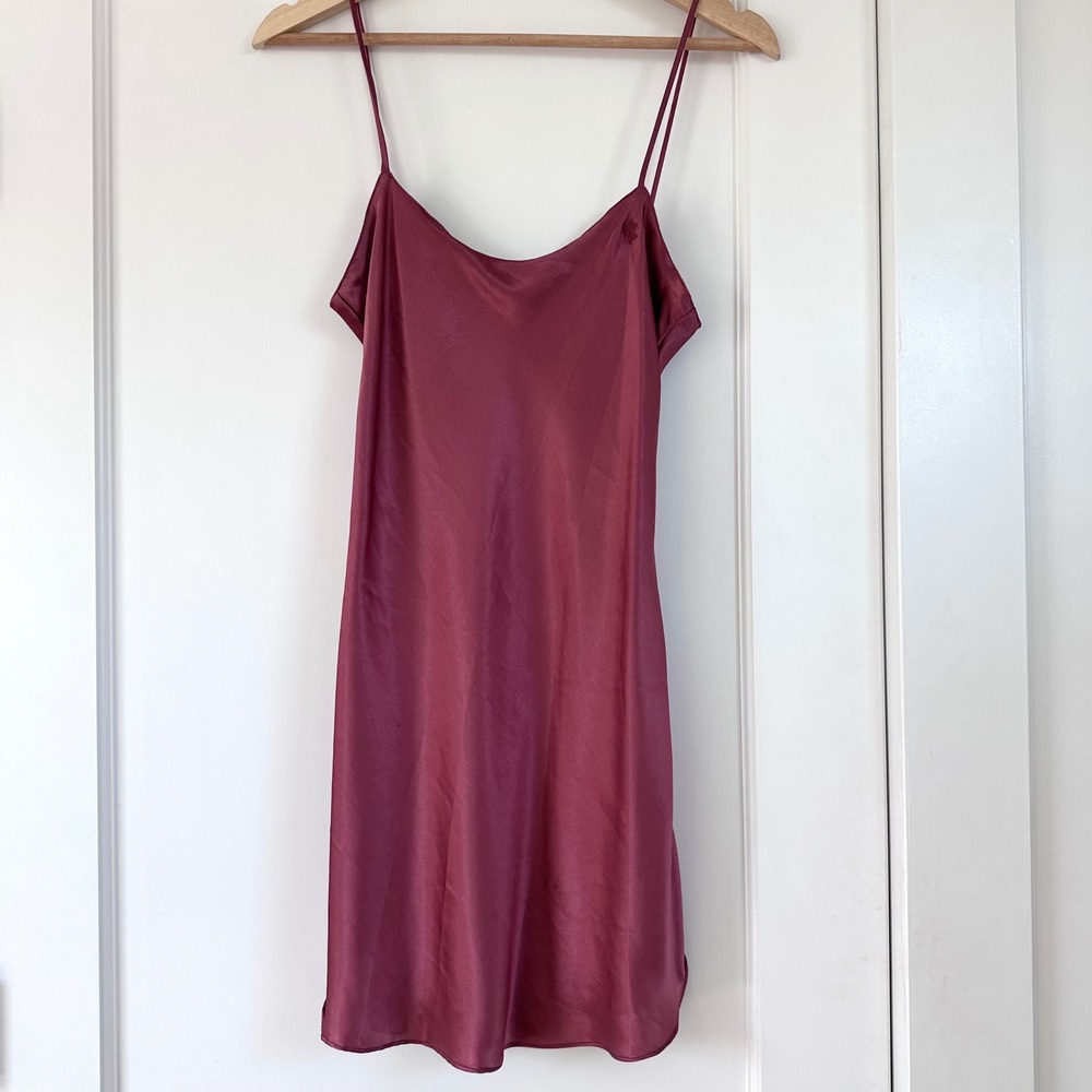 Vintage 1992 Calvin Klein Satin Camisole Made in USA 90s Dusty Rose Slip Tank S